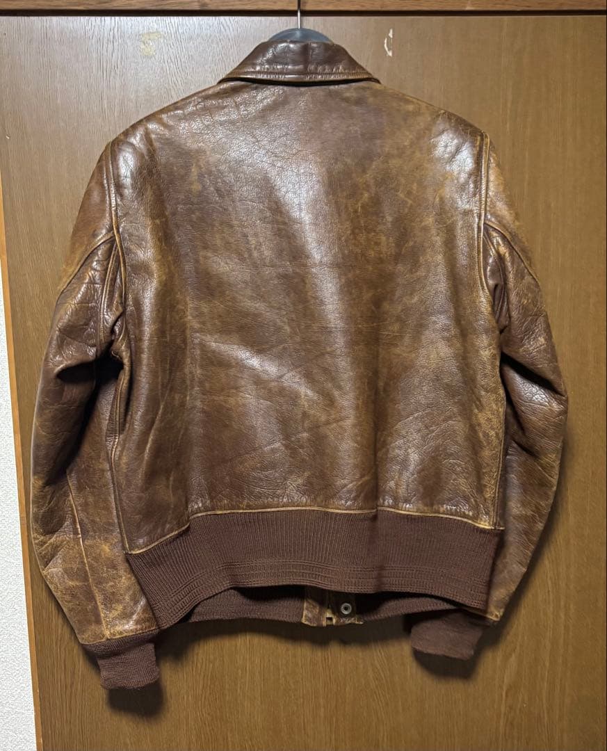 40s A-2 レザージャケット　デコTALON コの字留 民間？