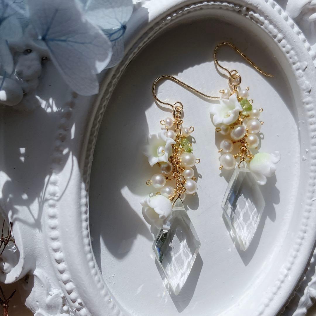 tama◆一点物✧ピンククレージーレースアゲート×ガーネットピアス