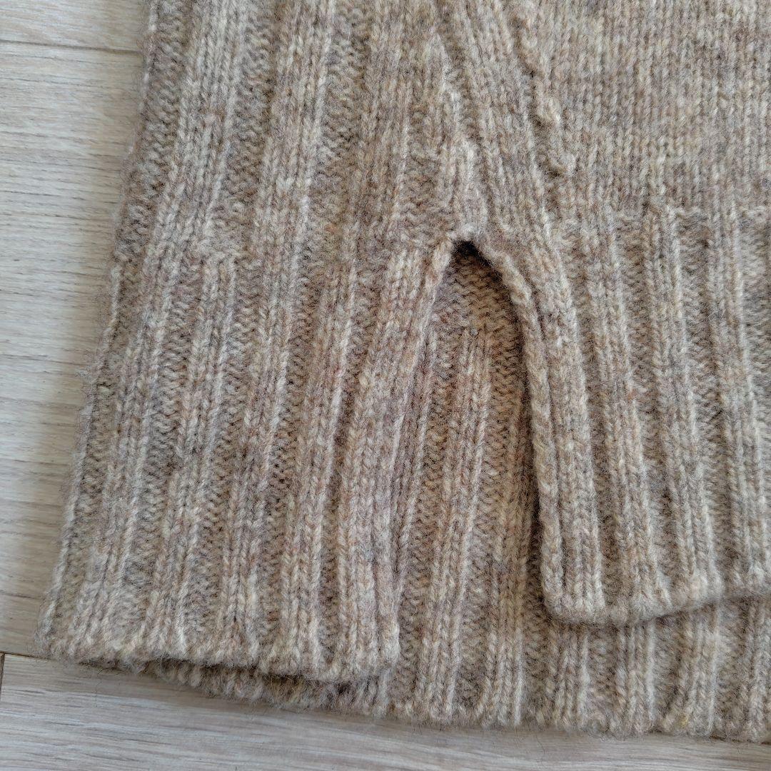 【はるる】OUR上質ウールのサイド切り替えニットミルクティベージュ