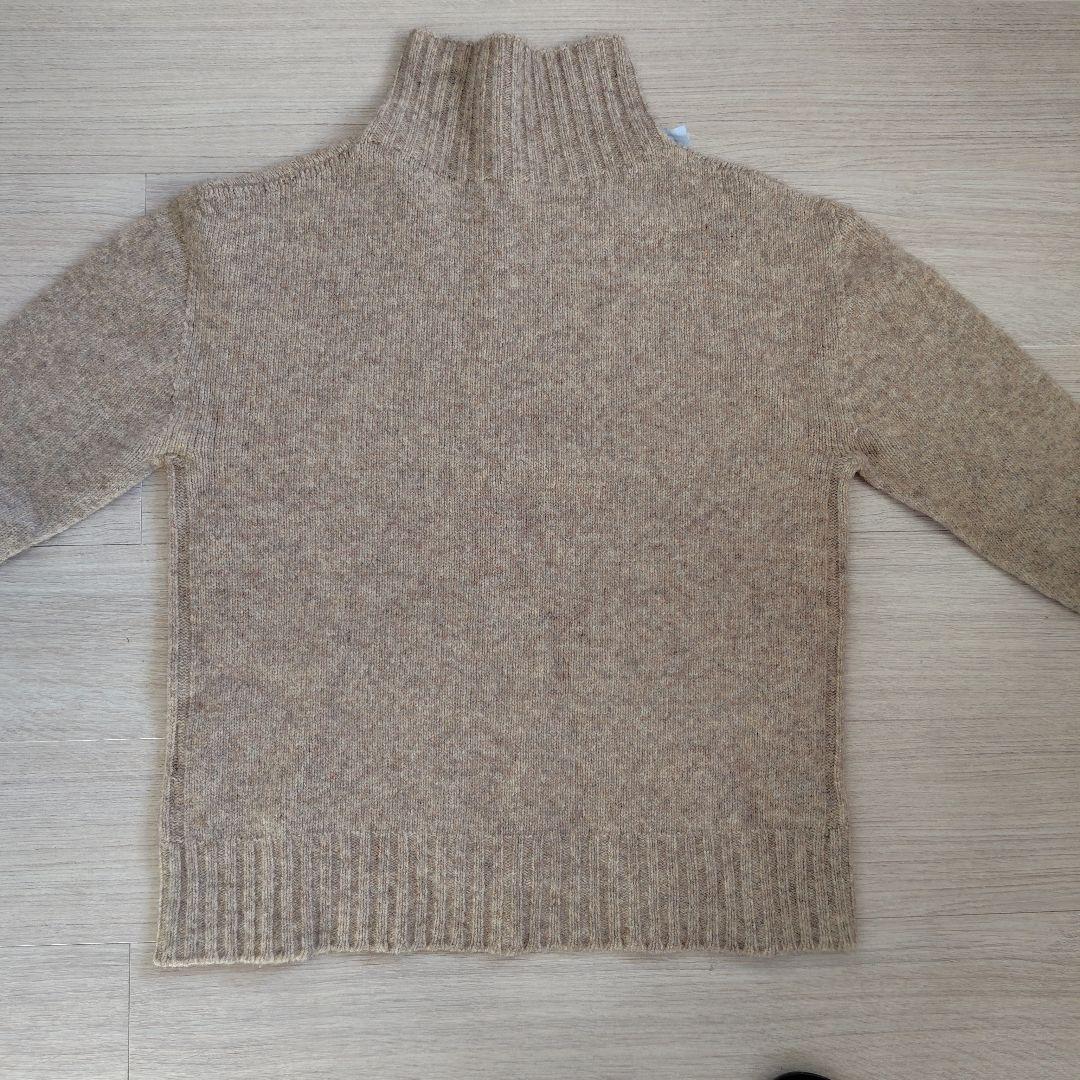 【はるる】OUR上質ウールのサイド切り替えニットミルクティベージュ