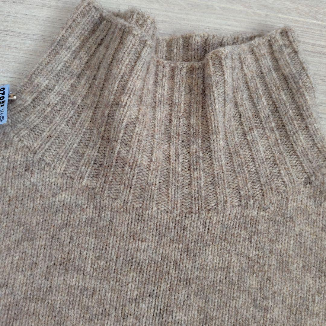 【はるる】OUR上質ウールのサイド切り替えニットミルクティベージュ