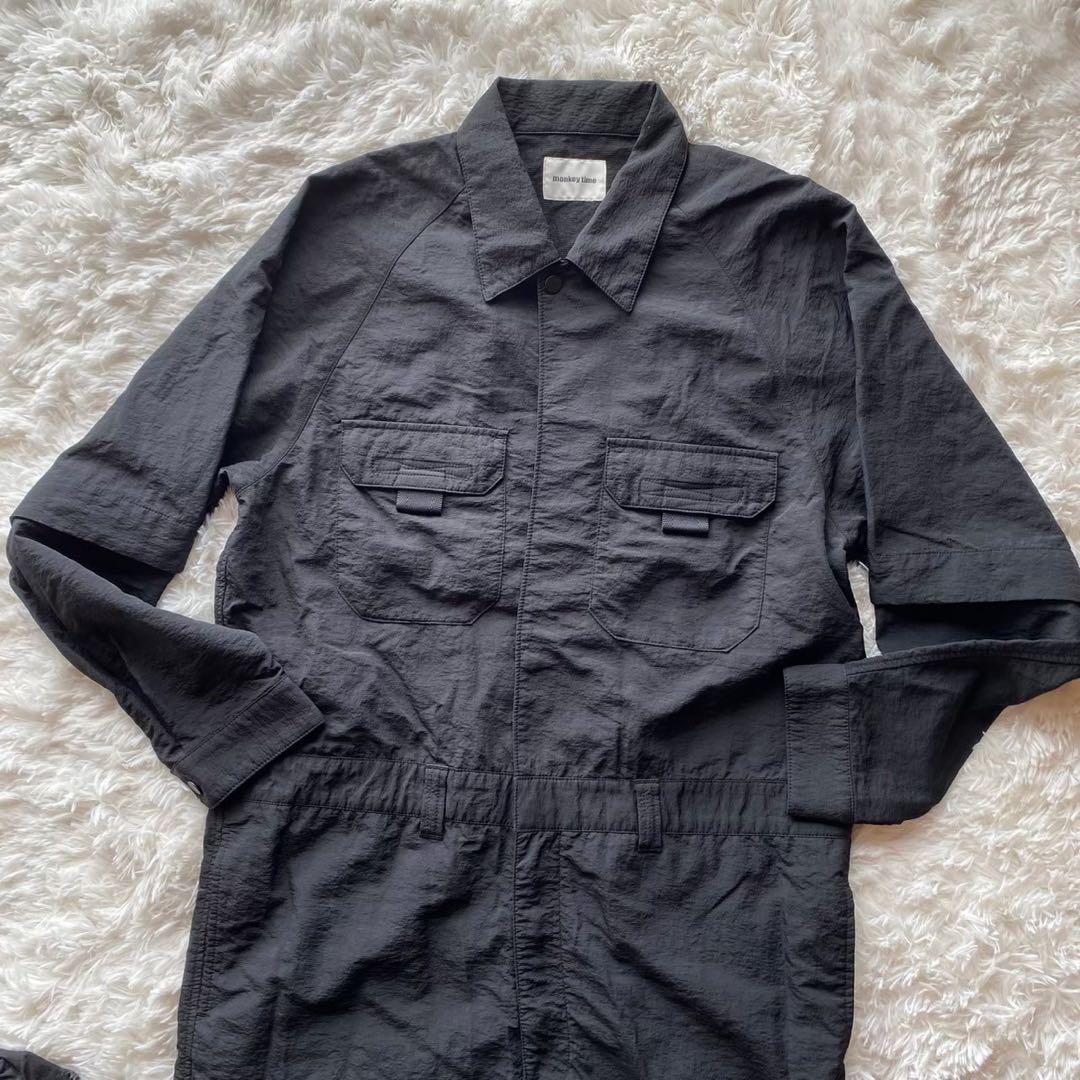 美品　monkey time つなぎ　ジャンプスーツ　袖取り外し可　黒　ナイロン
