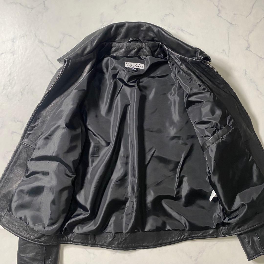 【美品】MOLAWZ　レザージャケット　シングル　ラムレザー　大きいサイズ　LL