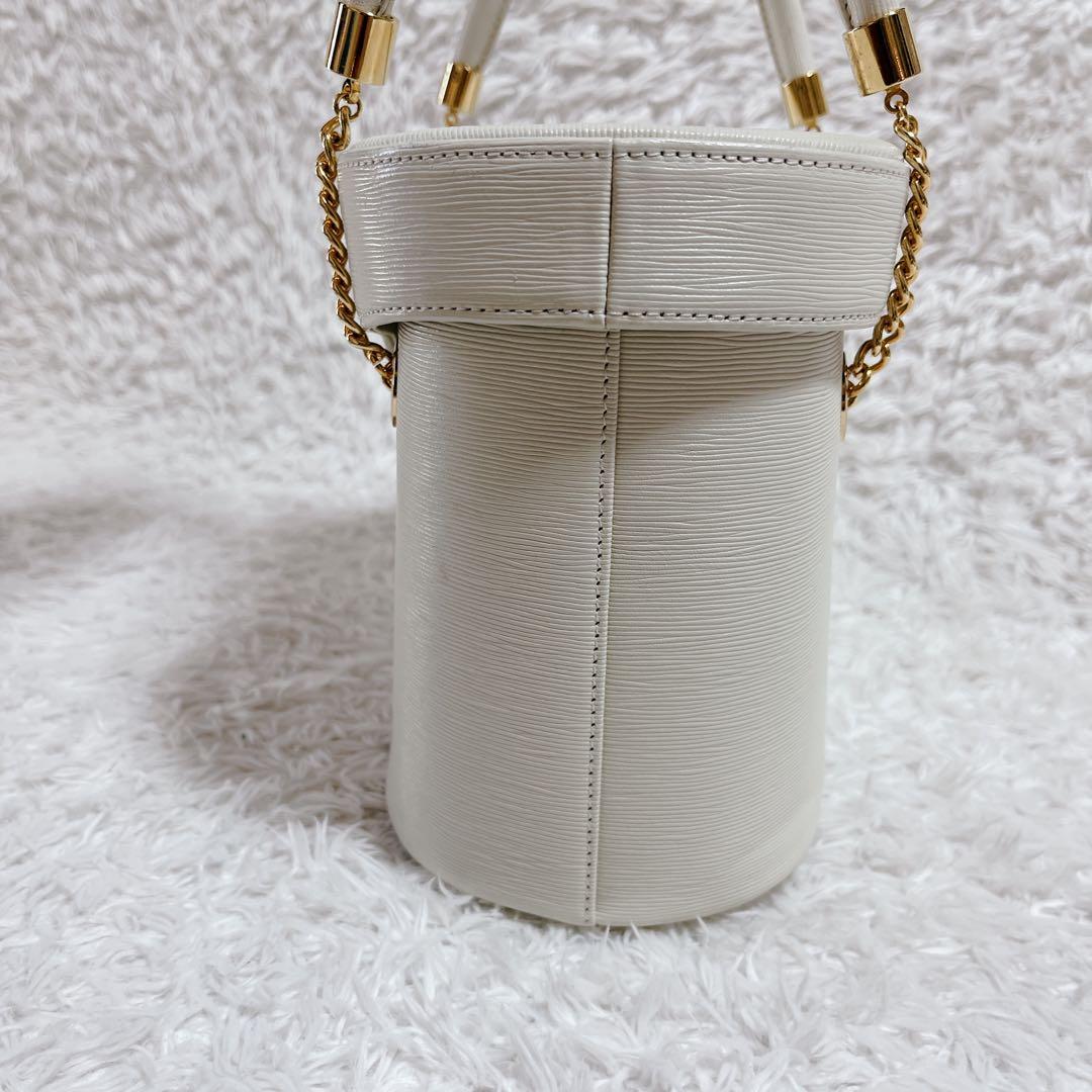 極美品✨ハナエモリ バニティバッグ ハンドバッグ レザー サークルロゴ　白