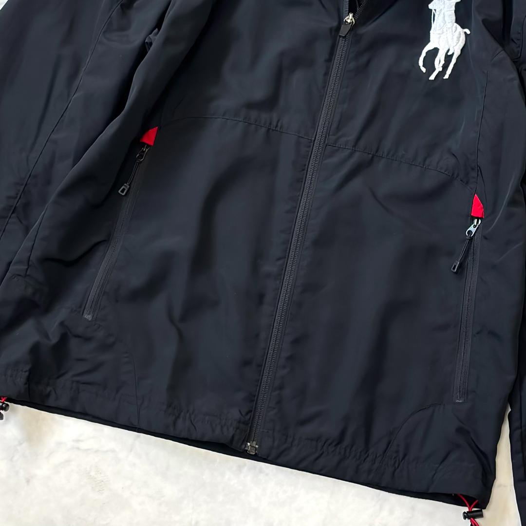 ポロラルフローレン パーカーナイロンジャケット ビッグポニー 袖ロゴ 黒 tu2