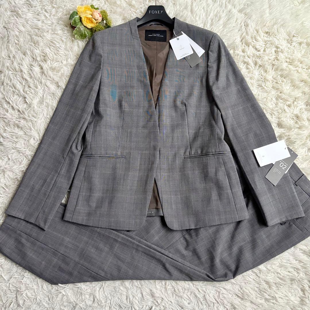 新品タグ付き♡グリーンレーベルリラクシング スーツ上下 ノーカラー 42
