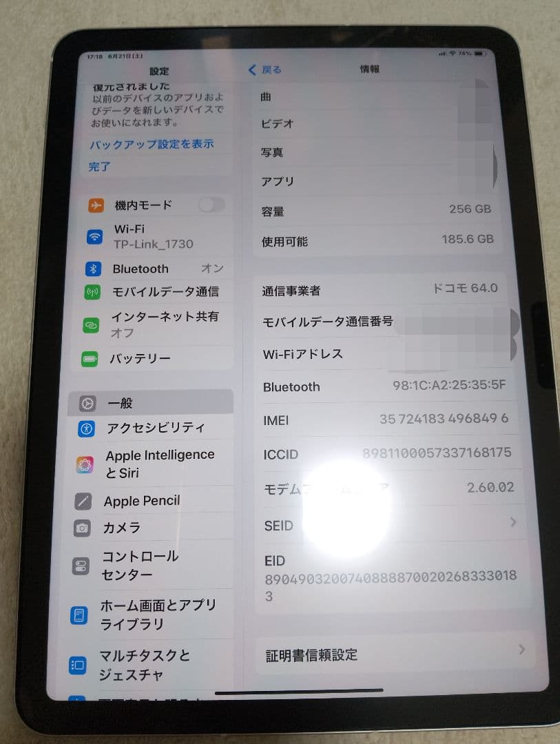 iPad Air M3 11インチ 256GB wifi+cellular