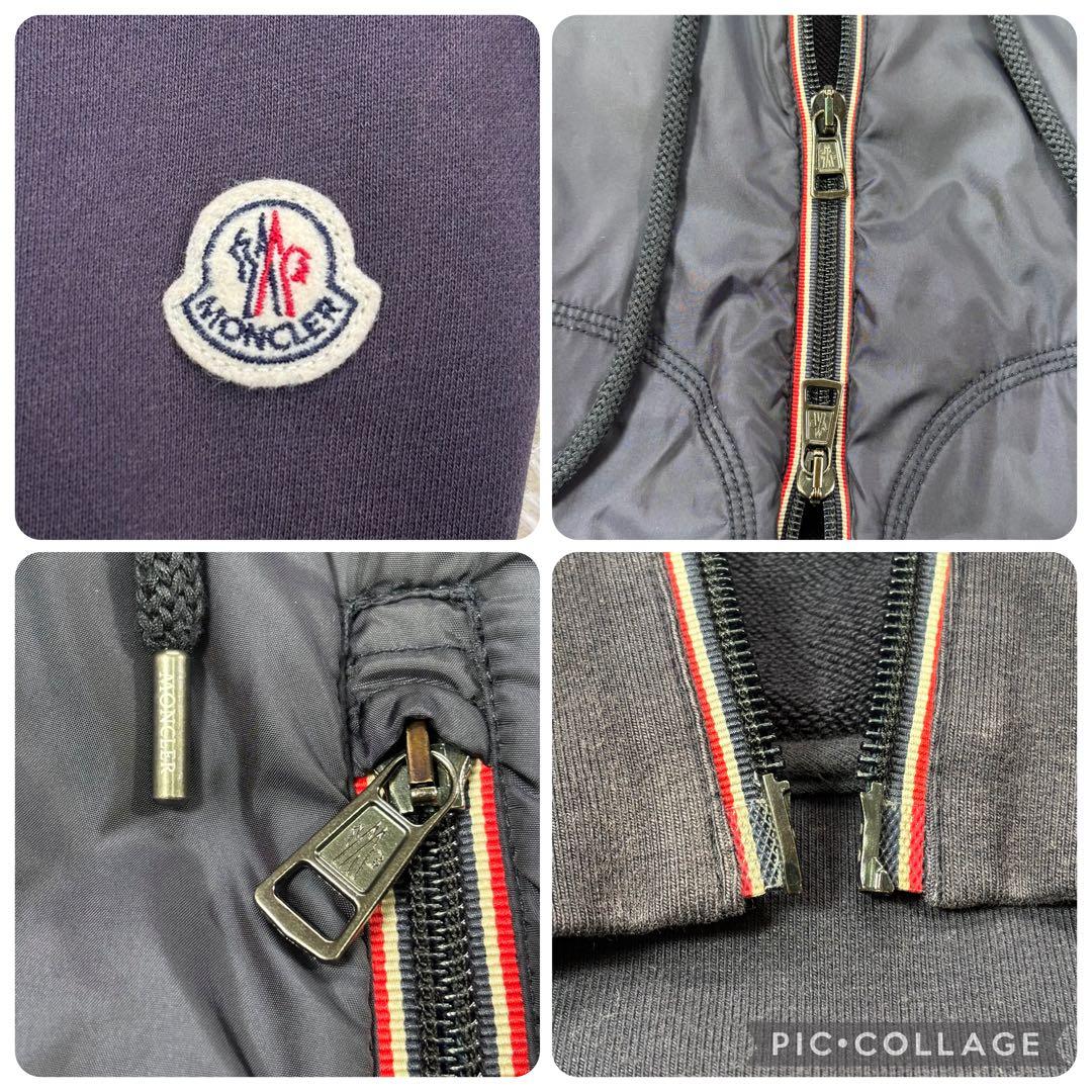 モンクレール マグリア カーディガン S 異素材 ダブルジップ ロゴ ネイビー