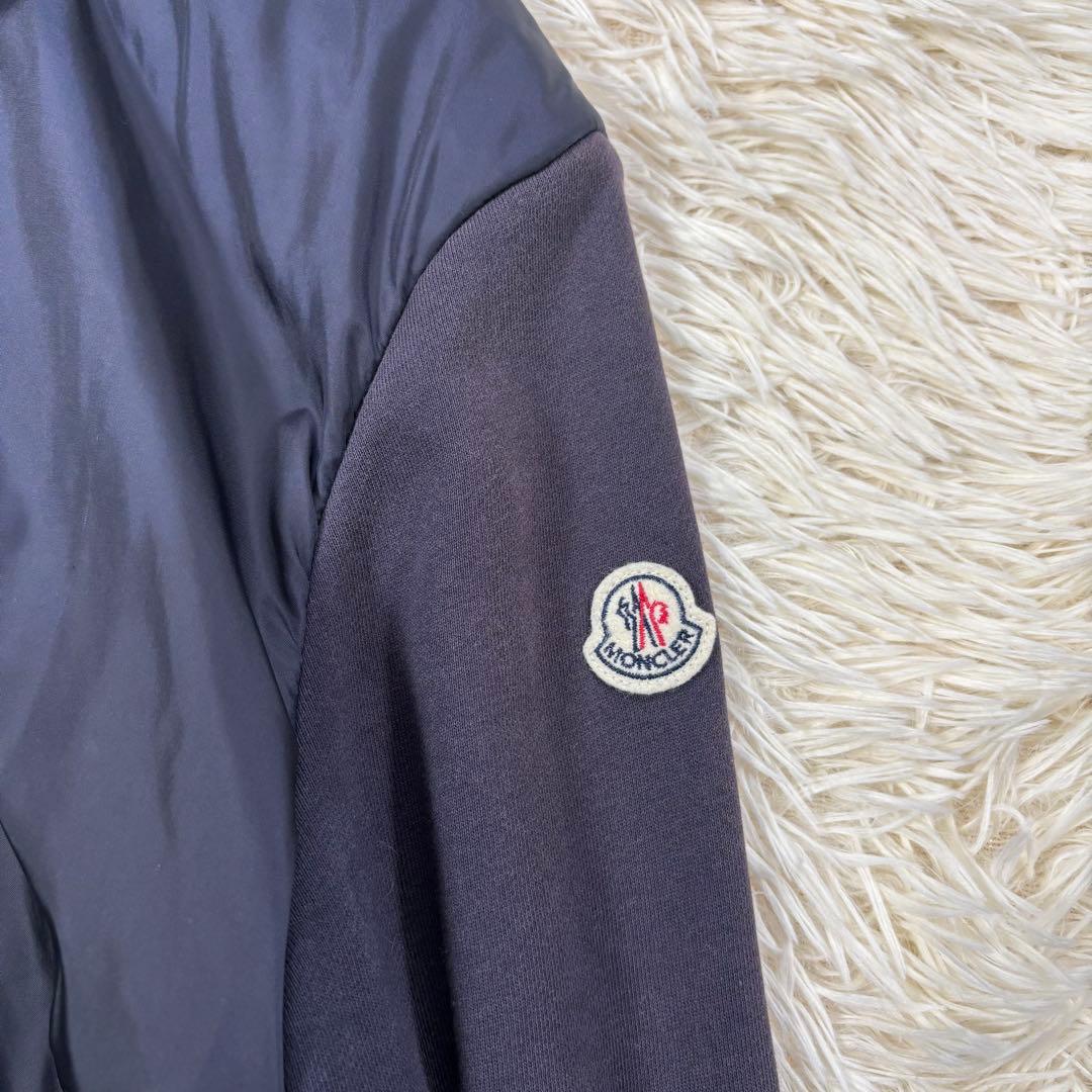 モンクレール マグリア カーディガン S 異素材 ダブルジップ ロゴ ネイビー