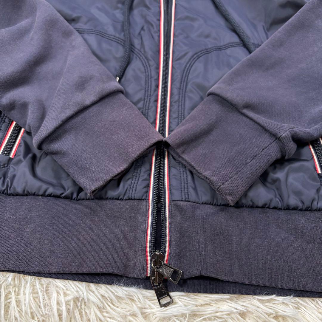 モンクレール マグリア カーディガン S 異素材 ダブルジップ ロゴ ネイビー