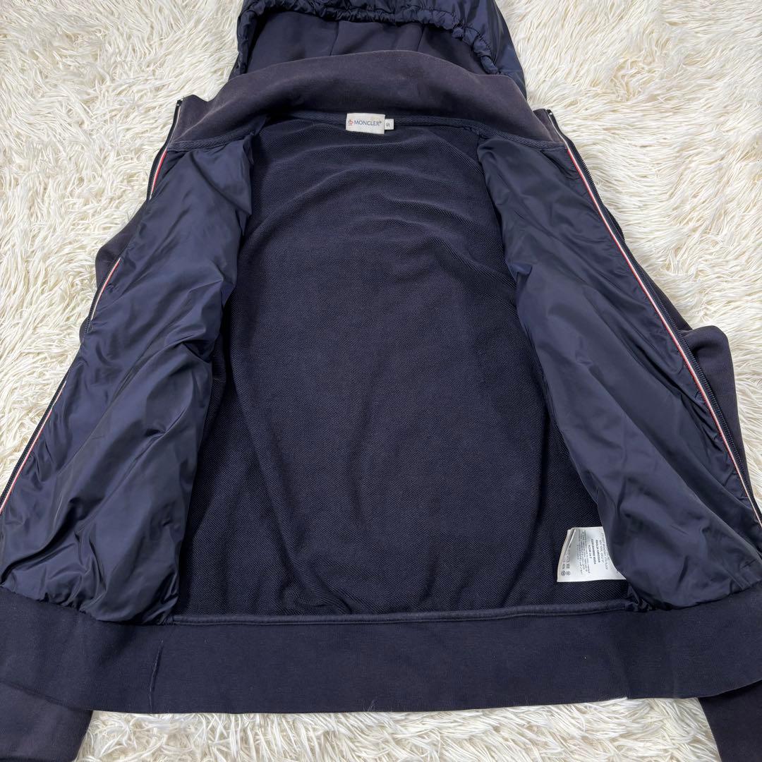 モンクレール マグリア カーディガン S 異素材 ダブルジップ ロゴ ネイビー