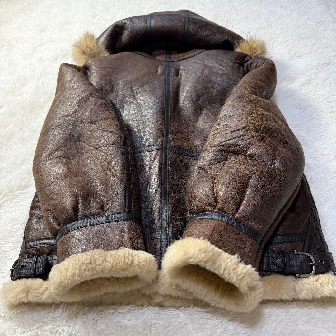 【フード付き】vintage B-3 ムートン フライトジャケット M 超短丈