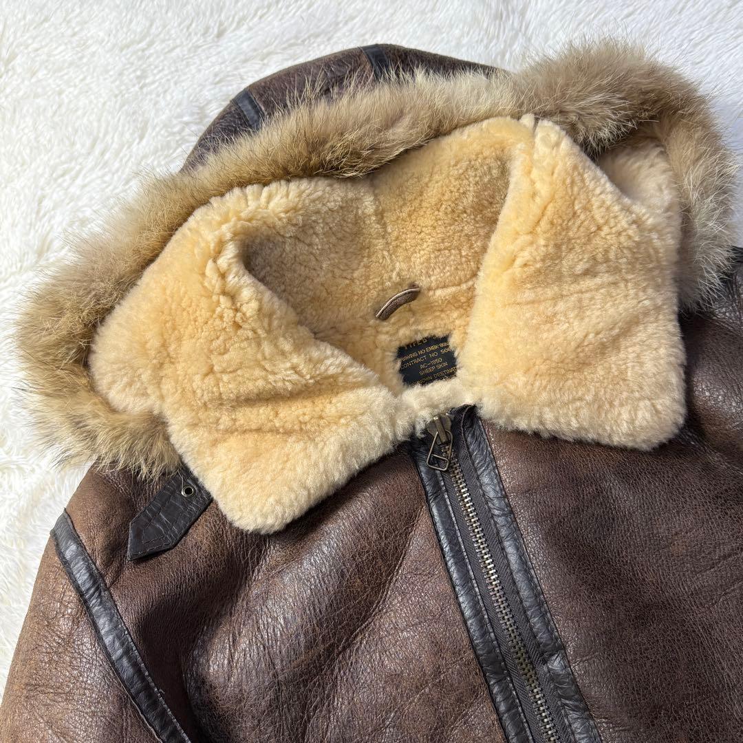 【フード付き】vintage B-3 ムートン フライトジャケット M 超短丈