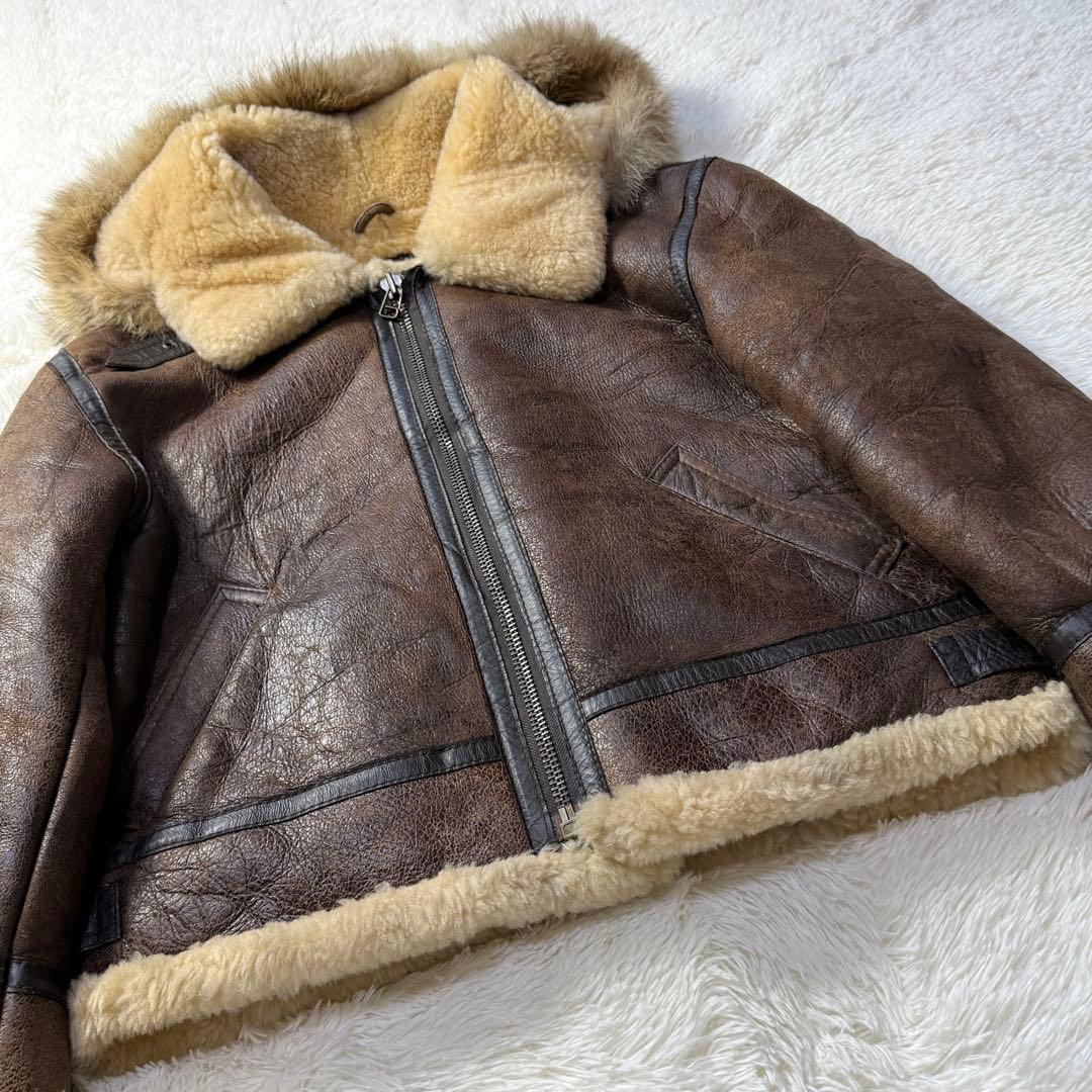 【フード付き】vintage B-3 ムートン フライトジャケット M 超短丈