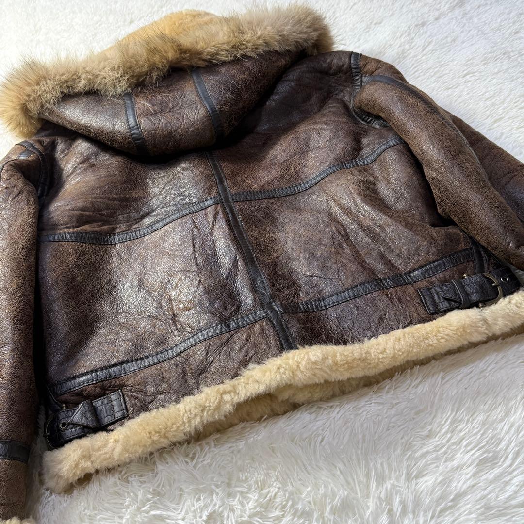 【フード付き】vintage B-3 ムートン フライトジャケット M 超短丈