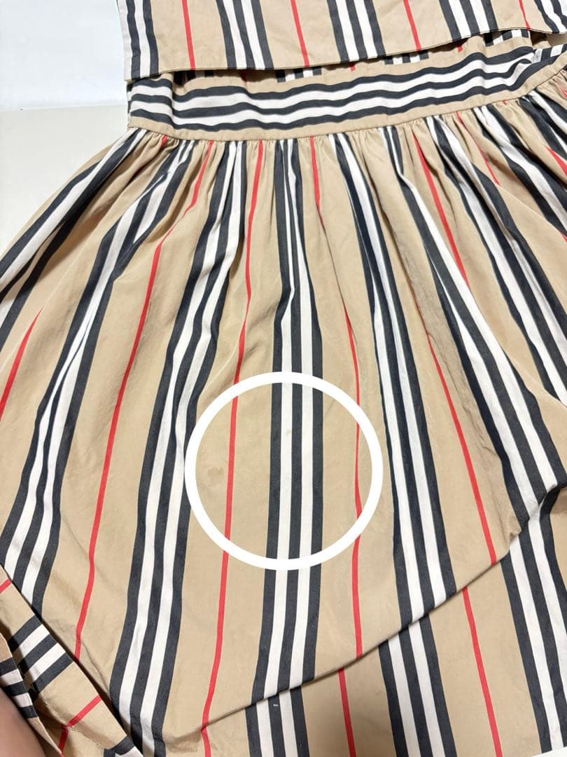 現行BURBERRYセーラー襟 ストライプ ワンピース 10y 140cm