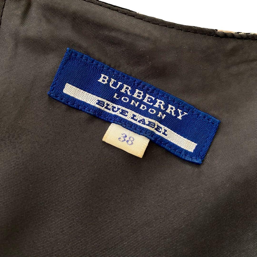 美品 バーバリーブルーレーベル ノバチェック ワンピース ワンポイントロゴ 38