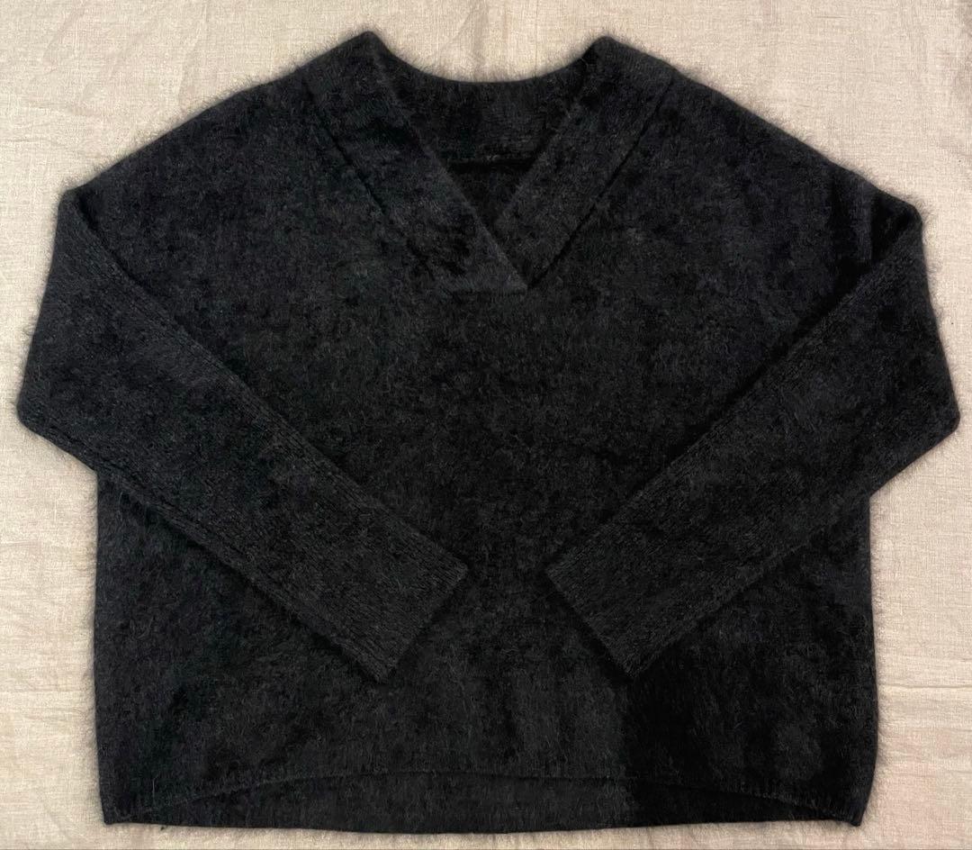 NOBLE ファーニットVネックプルオーバー グレー