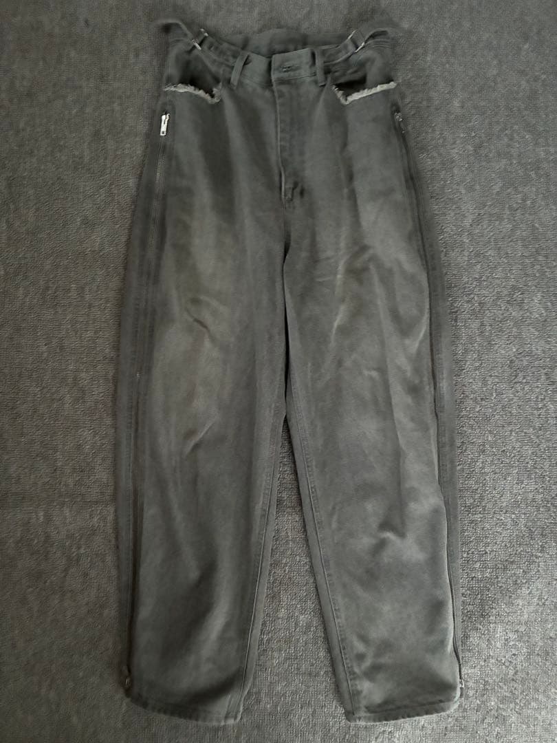 【GRANCY】ジップデザイン バギーデニム パンツ Lサイズ