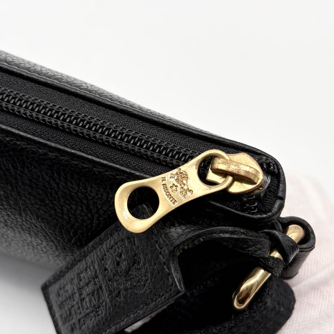 【美品】イルビゾンテ ショルダーバッグ ボディバッグ レザー ブラック