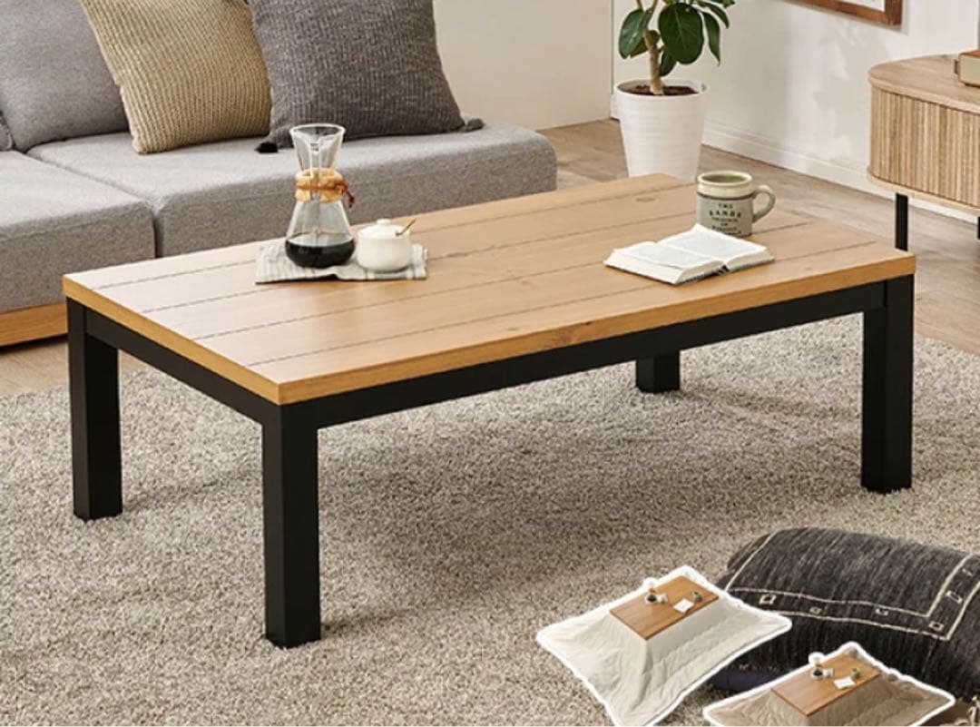 パイン突板 ロッジ風 こたつテーブル 110×65cm