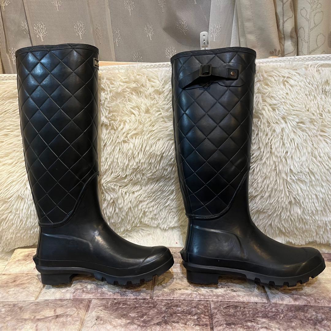 未使用　Barbour キルティング　レインブーツ ブラック サイズ4