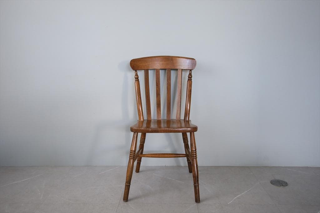 英国アンティーク木製キッチンチェア/ダイニングイス椅子/飾り棚(91-115-1