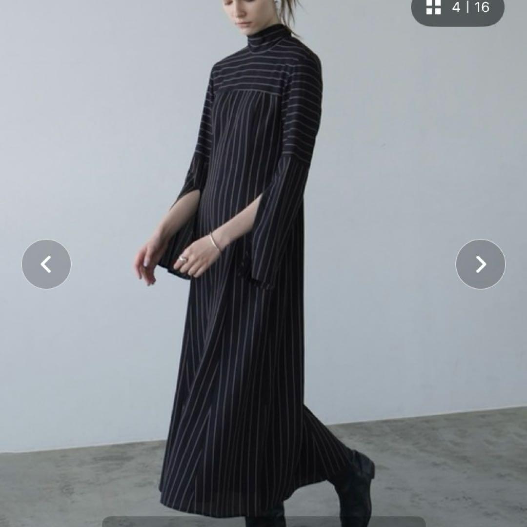 ワンピース CLANE STRIPE TIE ARRANGE FLARE ONEPIECE