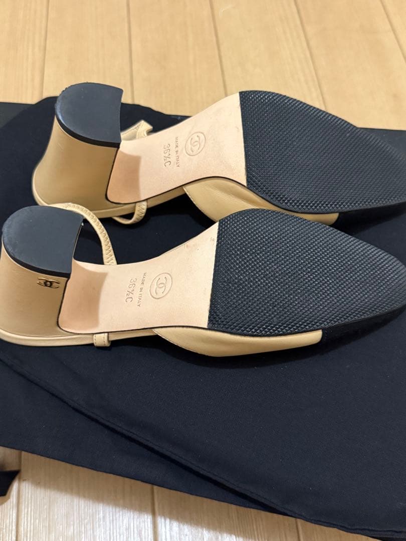 シャネル スリングバック ミュール パンプス バイカラー 36.5サイズ