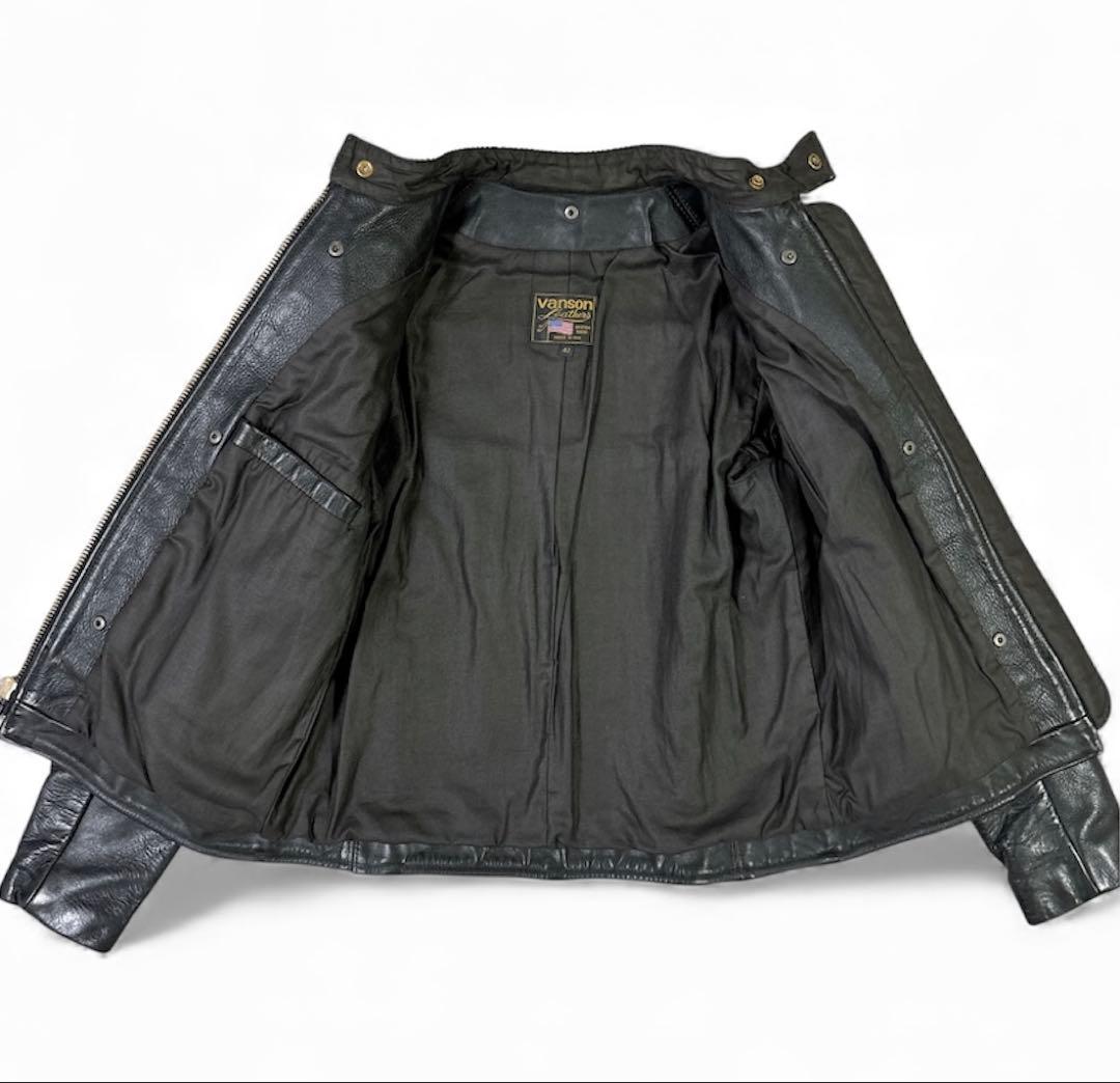 希少 VANSON USA製 レーシング レザージャケット 42 XL ワッペン