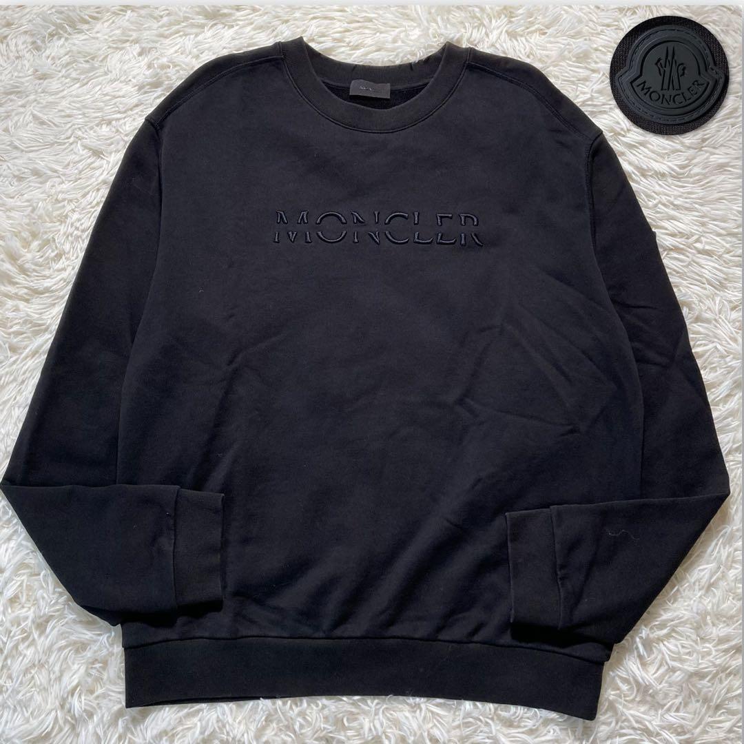 極美品 MONCLER モンクレール ラバーロゴ トレーナー ブラックL