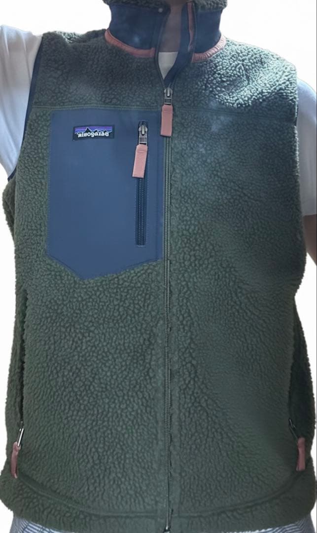 patagonia レトロXベストM カーキ×ネイビー×ブラウン