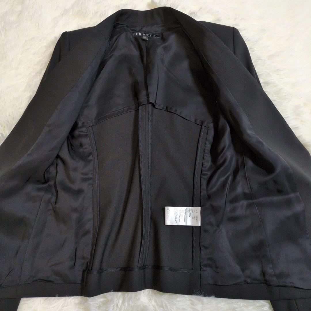 セオリー　セットアップ　ノーカラー　ジャケット　パンツ　ストレッチ　ブラック