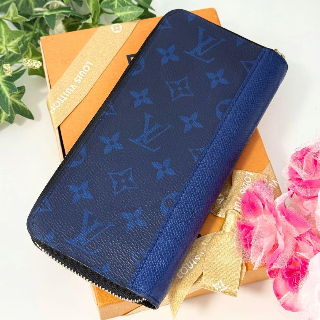 極美品 ルイヴィトン タイガラマ ジッピーウォレット ヴェルティカル ブルー 青