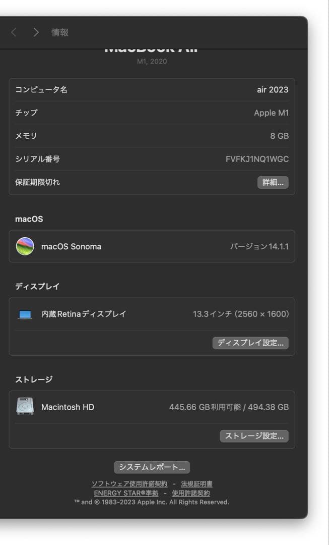 極美品　【充電回数6回/最大容量100】MacBook Air M1 512GB