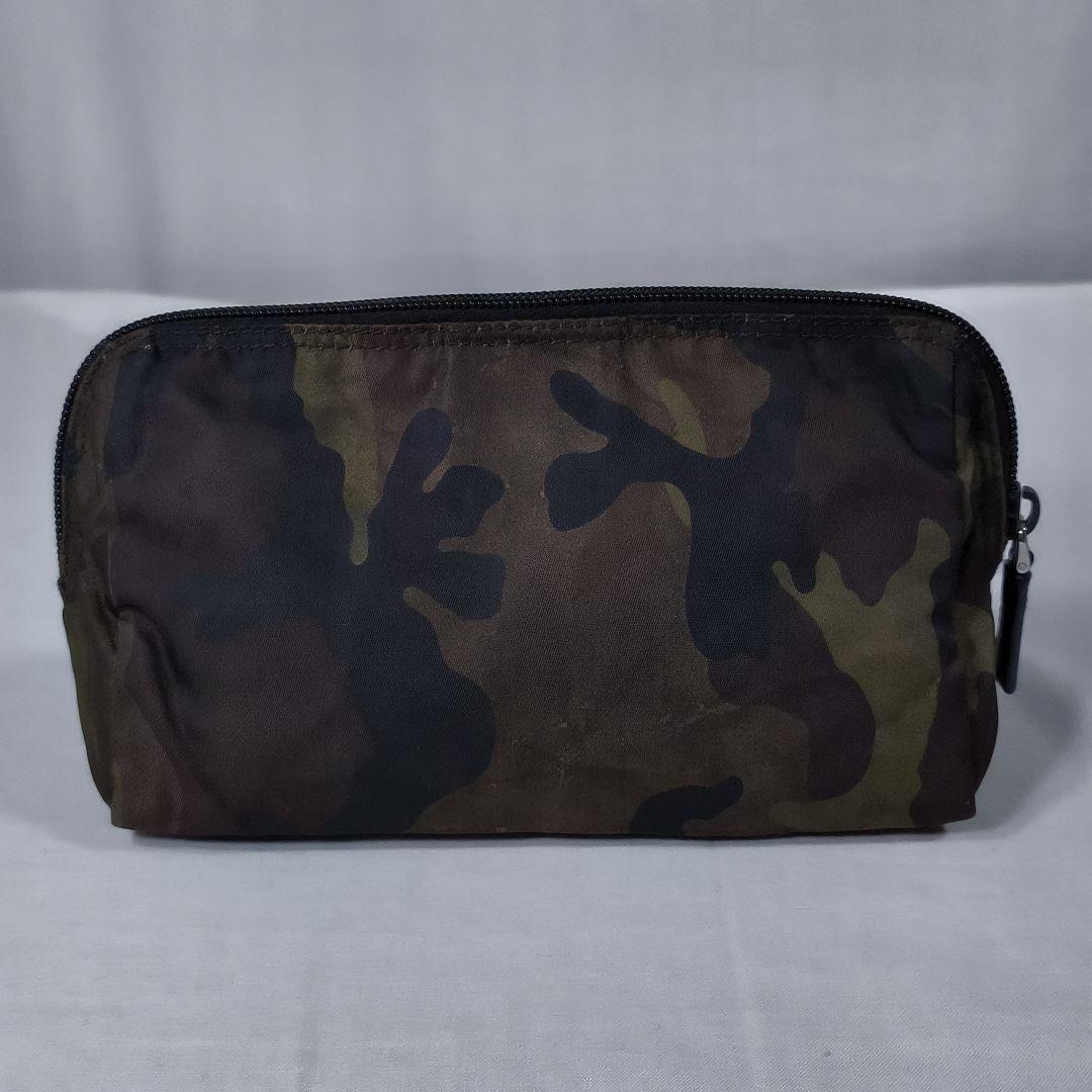 PRADA　プラダ　テスートカモフラ　三角ロゴプレート　ポーチ　白タグあり