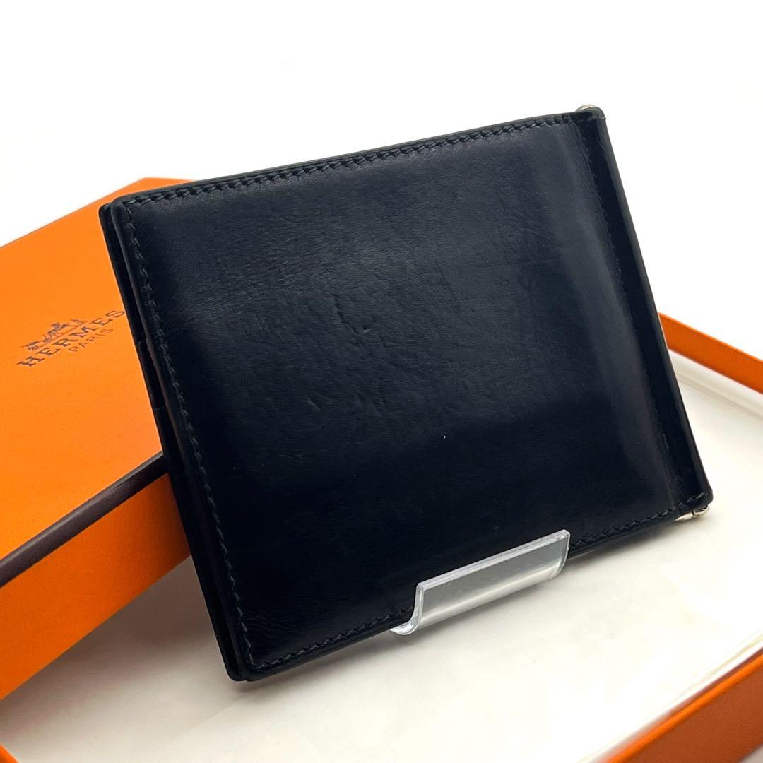 HERMES【最高級美品2014年モデル】ボックスカーフマネークリップ二つ折り