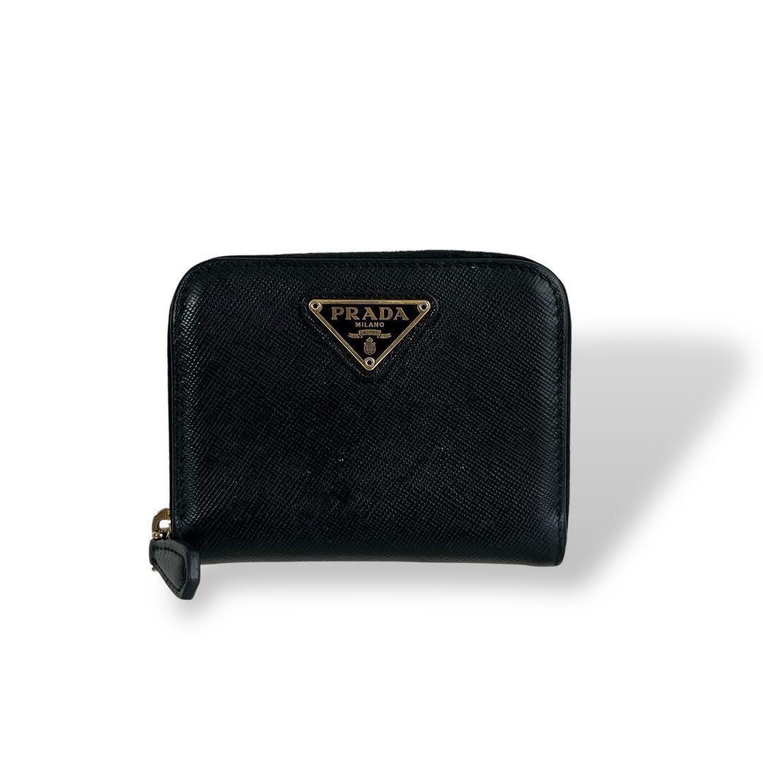現行品　プラダ　ケース　三角ロゴ　ラウンドファスナー　サフィアーノ　黒