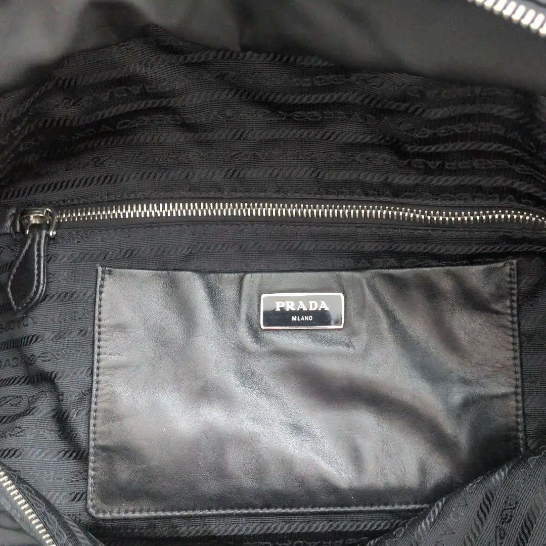 プラダ　リボン付き黒トートバッグ マザーズバッグ