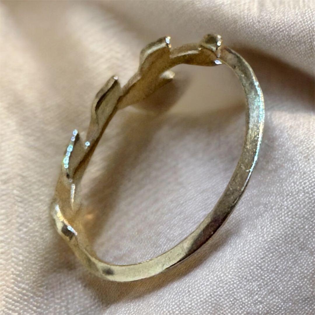 ageteアガット 月桂樹ローレルリーフ K10ダイヤ 11号　重ね付け