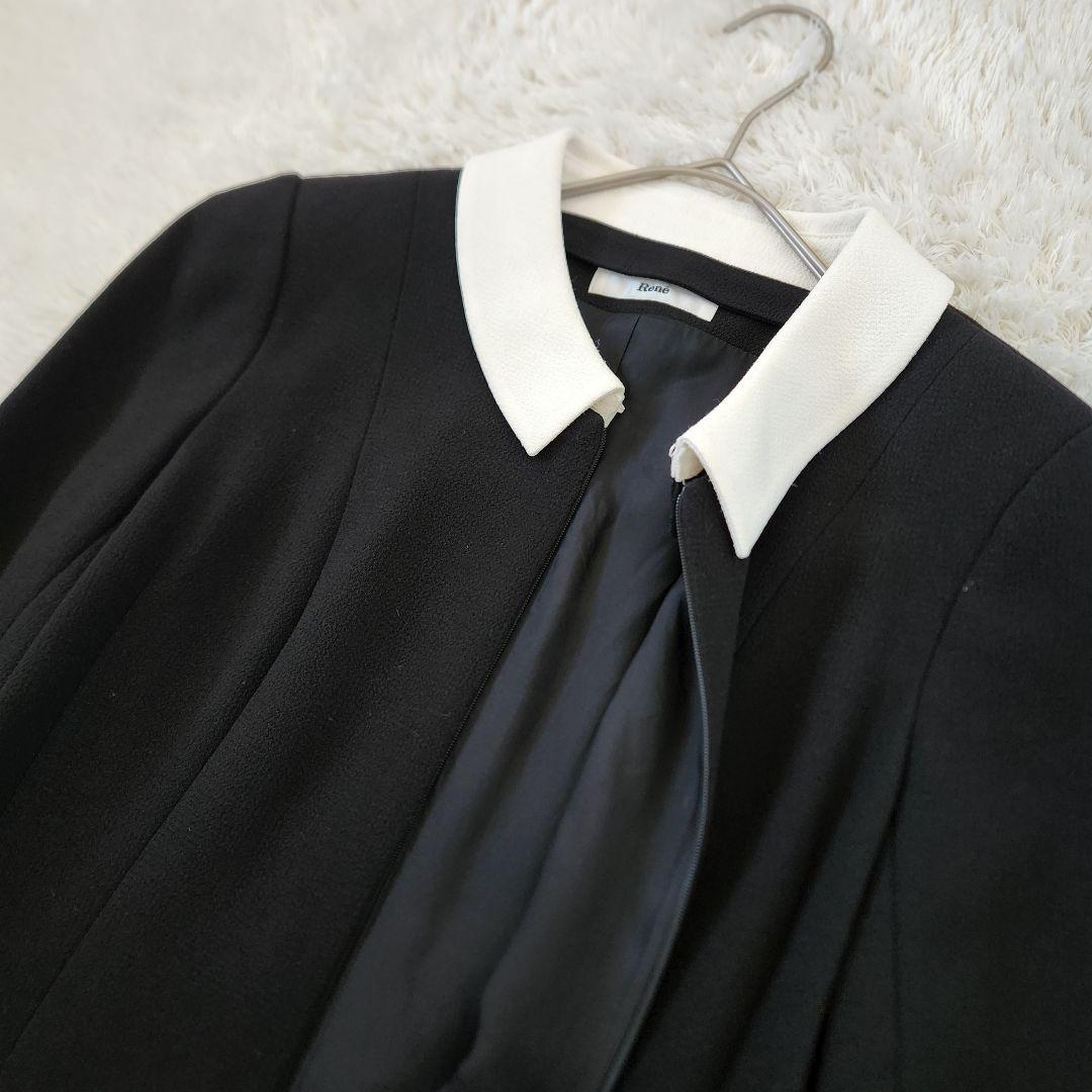 BB　美品✨Reneルネ　白襟長袖ワンピース　34　黒