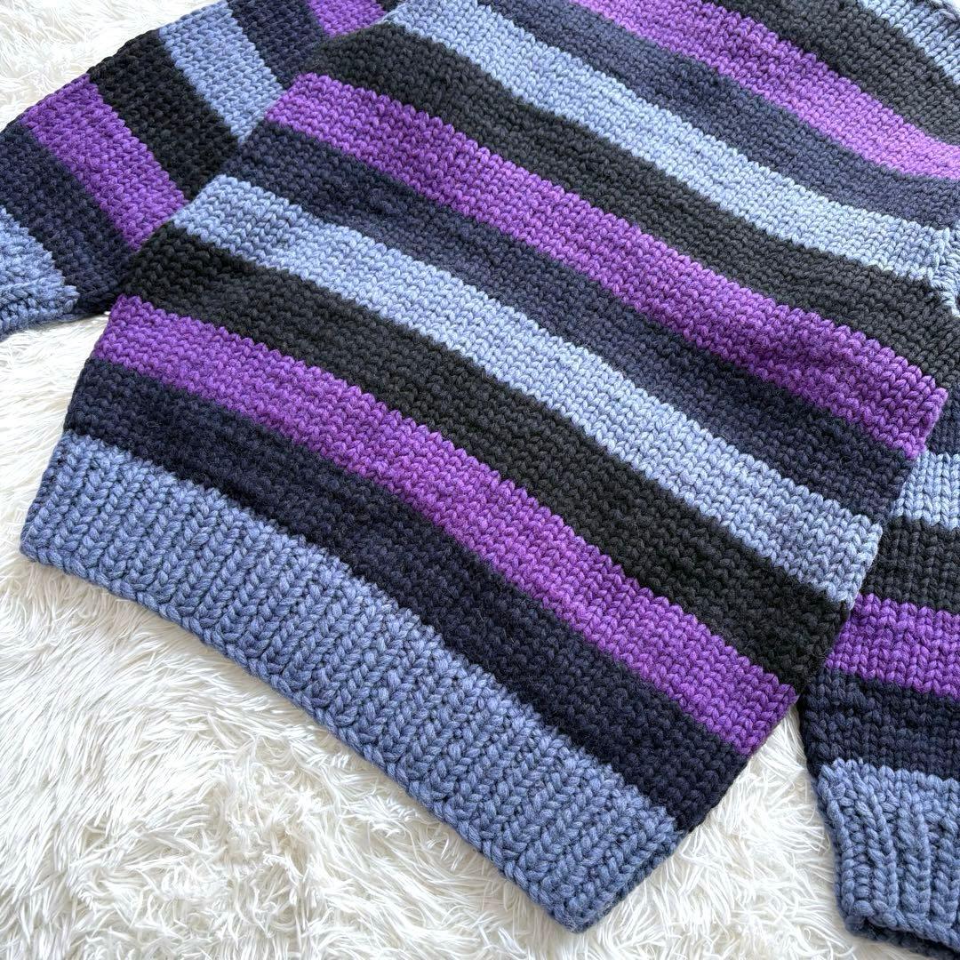 カナディアンセーター カウチンセーター ニット ボーダー柄 ジップアップ ウール