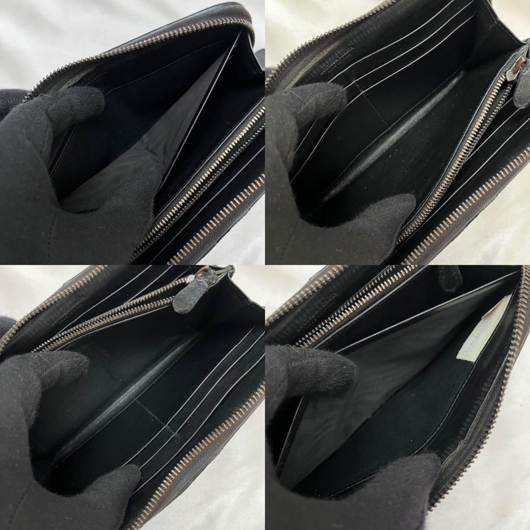 ◇極美品◇ボッテガヴェネタ　長財布　ラウンドジップ　ブラック　イントレチャート