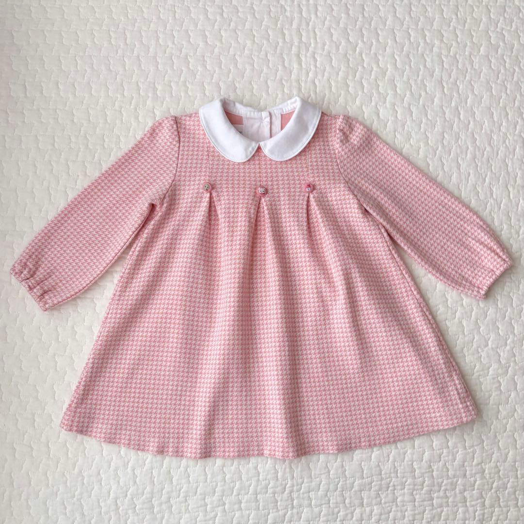 ポルポル　ファミリア　千鳥格子　ワンピース　ピンク　80 他２点