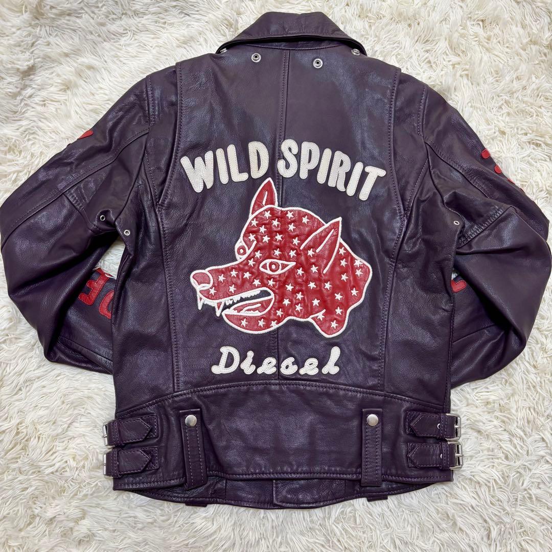 希少!!新品タグ付き ディーゼル ライダースジャケット 山羊革 ワッペン S