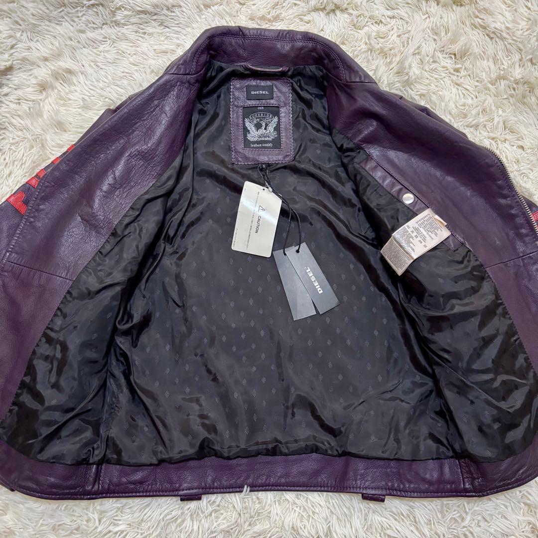 希少!!新品タグ付き ディーゼル ライダースジャケット 山羊革 ワッペン S