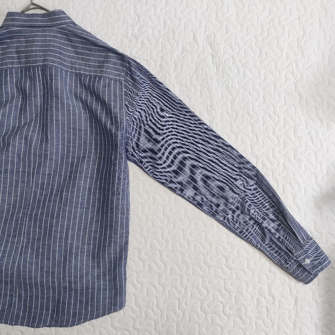 未使用品✨フランク＆アイリーン　LUKE　リネン＆コットン　ストライプ　ブルー系