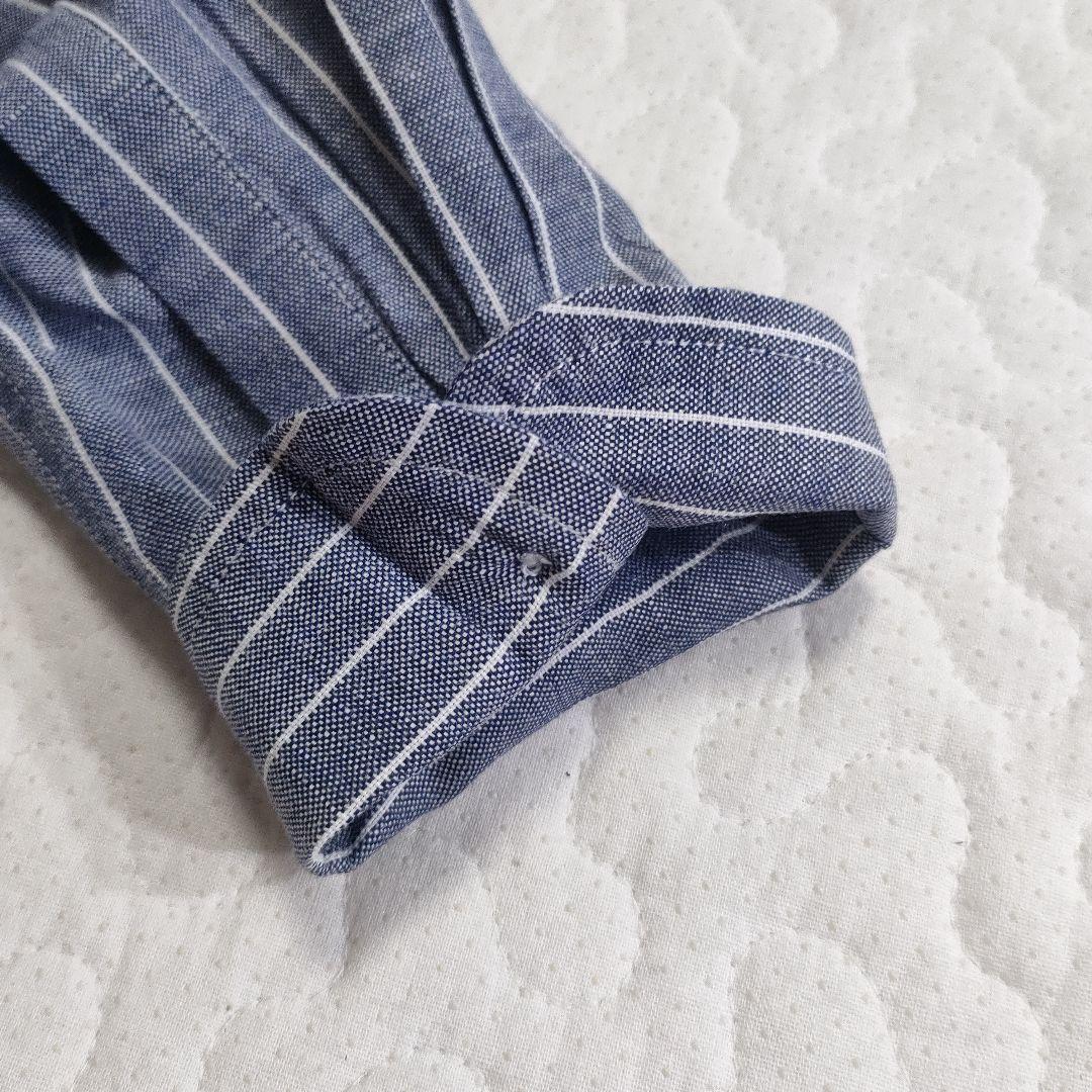未使用品✨フランク＆アイリーン　LUKE　リネン＆コットン　ストライプ　ブルー系
