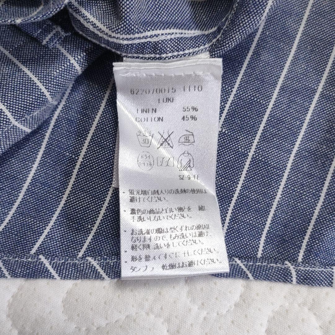未使用品✨フランク＆アイリーン　LUKE　リネン＆コットン　ストライプ　ブルー系