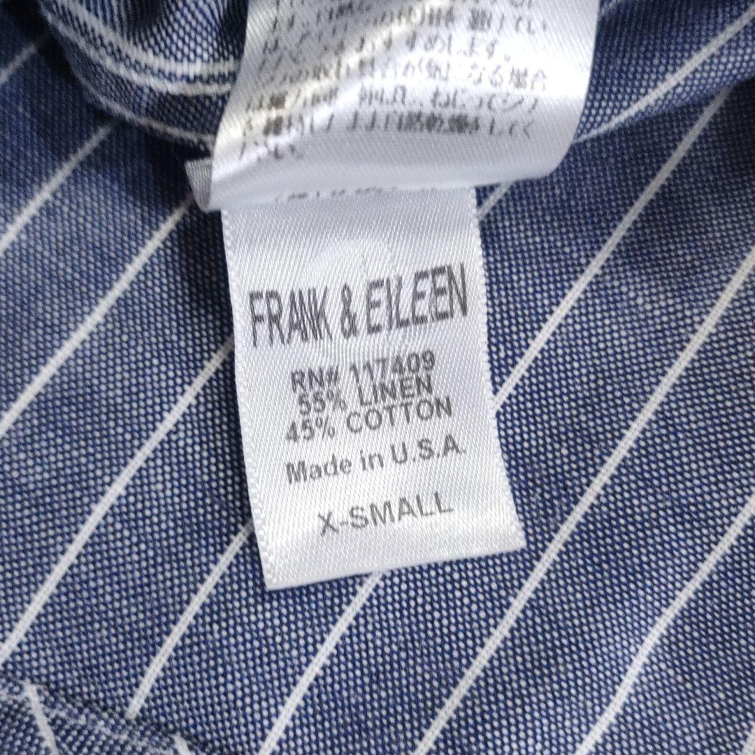 未使用品✨フランク＆アイリーン　LUKE　リネン＆コットン　ストライプ　ブルー系